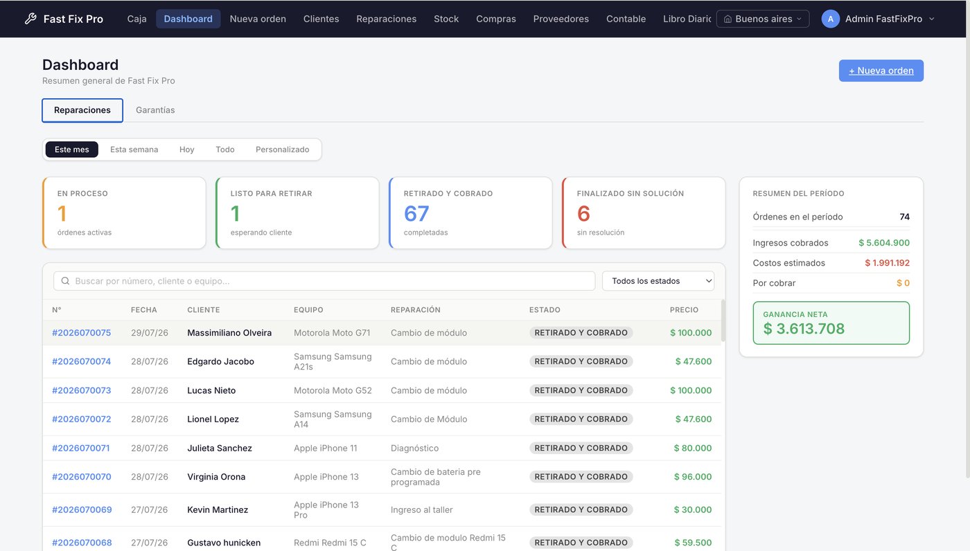 Dashboard Reparaciones Fast Fix Pro